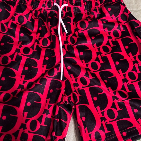 Dior Kids Black and Red Logo Shorts